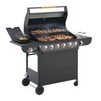 6-Burner Propane Gas Grill with Side Burner, 72,000 BTU Stainless Steel BBQ Grill with Cast Iron Grates, Warming Rack & Side Tables for Outdoor Cooking