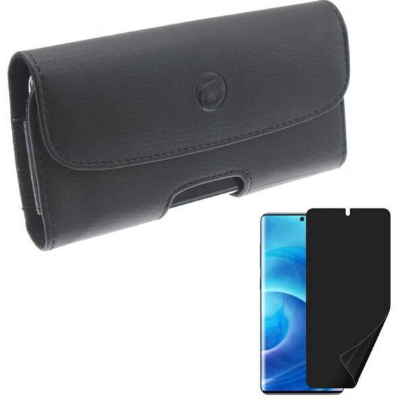 Case Belt Clip w Privacy Screen Protector for Samsung Galaxy S20 - Leather Holster Cover Pouch Loops, TPU Film [NOT GLASS] [Fingerprint Works] Anti-Peep Anti-Spy O3R fits Samsung Galaxy S20 Model