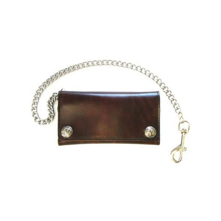 - Biker Men's Buffalo Nickel Snap Antique Genuine Leather Chain Wallet, Made in US