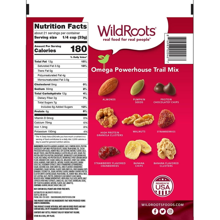 WildRoots Omega Powerhouse Trail Mix, 24oz, ALA Omega-3, 12g