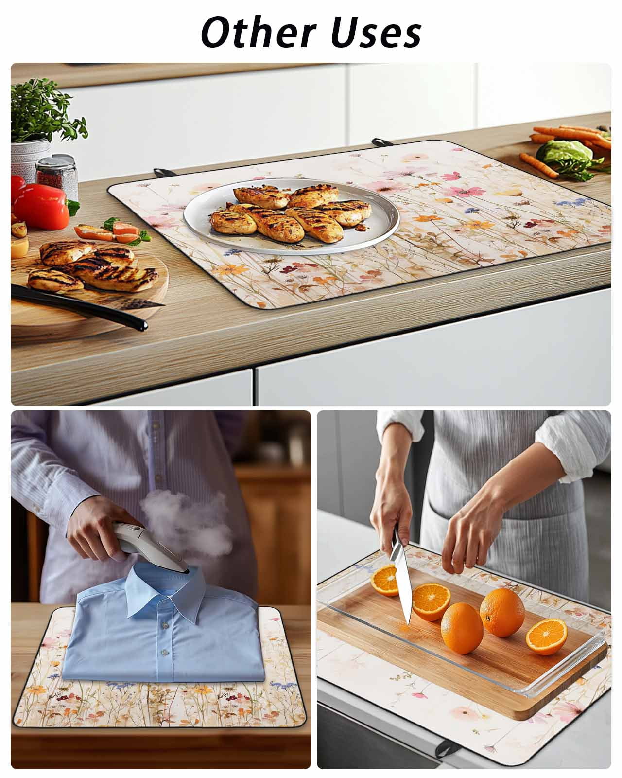 Stove Top Covers for Electric Stove, Spring Floral Glass Stovetop Cover Protector, Pastoral Botanical Summer Flowers Vintage Induction Cooktop Protector Oven Mat for Kitchen Countertop 24"x21"