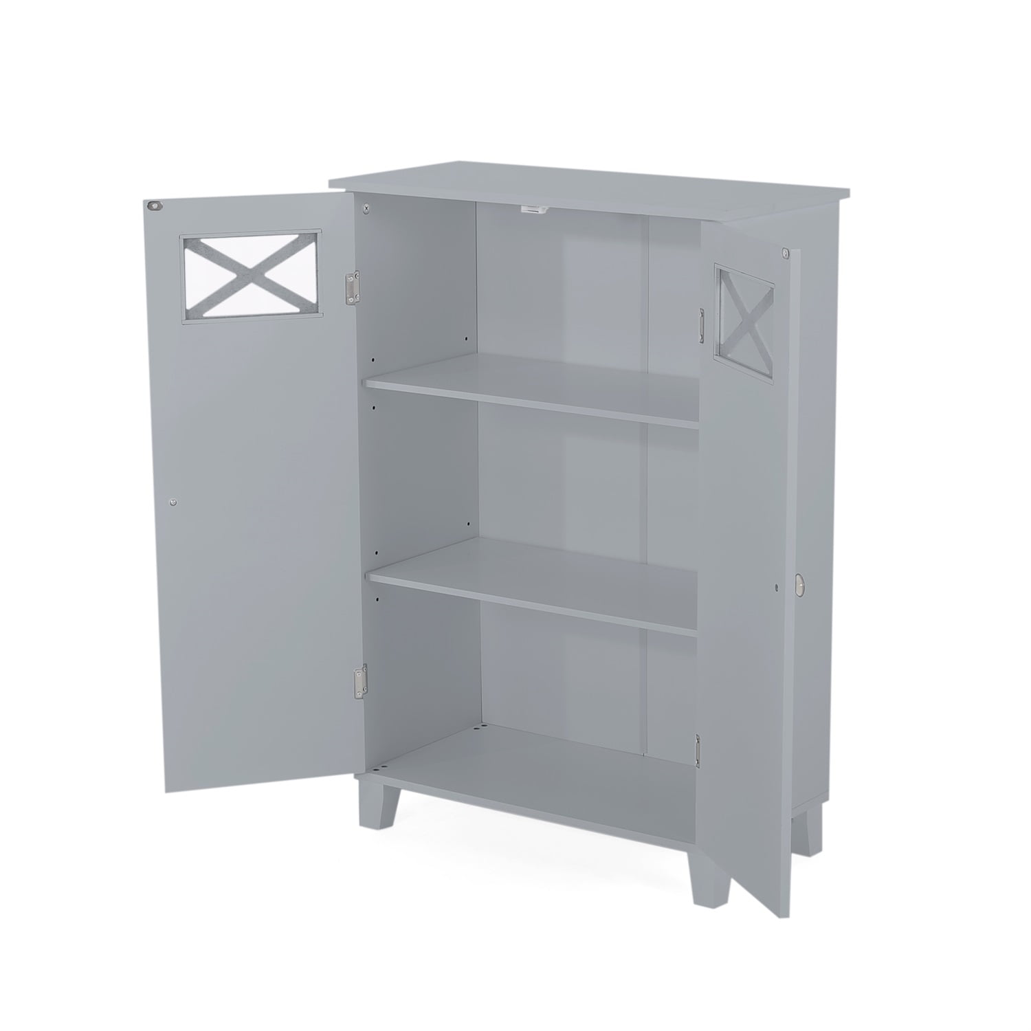 Kadyn MDF Bathroom Storage Cabinet, Floor Storage Cabinet with Double Door, Accent Storage Cabinet for Kitchen, Gray