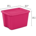 thumbnail image 3 of Sterilite Large Storage Bin, 18 Gallon Durable Plastic Storage Tote with Snap-On Lid, Bright Pink, 8 Pack, 3 of 7
