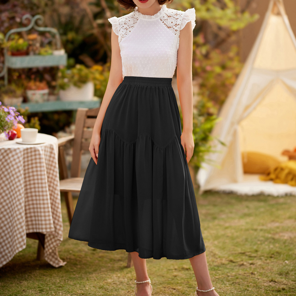 Belle Poque Women's Corduroy A-Line Skirt - High Waist, Flared Midi Swing Skirt With Pockets