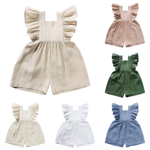 Vrotazzy Girls Romper & Jumpsuit | Baby Playsuits with Ruffled Fly Sleeve Design for and Summer Clothing