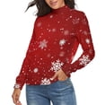 thumbnail image 2 of Elegant Red Christmas with Snowflake Women's Turtleneck Sweater Long Sleeve Ribbed Fitted Turtle Neck Casual Fall Winter Collection Top S, 2 of 4