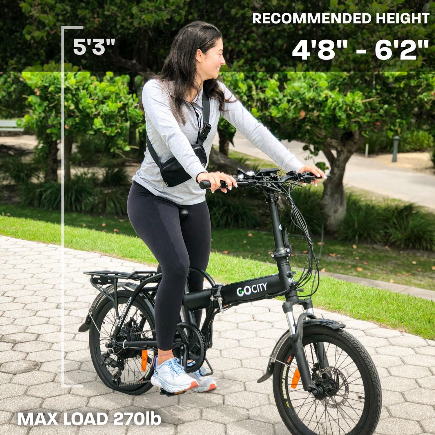 GoPowerBike GoCity Electric Bike | Adult Folding Bike, Weighs Only 46lbs | 50+ Mile Range w/ 5 Pedal-Assist Levels | 20mph Top Speed | Removable Battery | Class 1 and 2 eBike