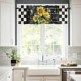 thumbnail image 3 of Sunflower Kitchen Curtain Valance and Tiers Set Farmhouse Flower Summer Rod Pocket Kitchen Tier & Valance Set 3 Piece Retro Black White Buffalo Plaid Window Curtain Valance Tier Set 54 in x 24 in, 3 of 5