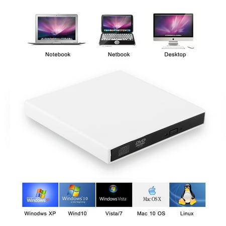 Cd Rom Cleaner - External DVD Drive, USB 2.0 Transmission Slim Portable External DVD CD +/-RW Writer/Burner/Rewriter ROM Drive Perfect for Mac OS/Win7/Win8/Win10/Vista PC Desktop Laptop Notebook
