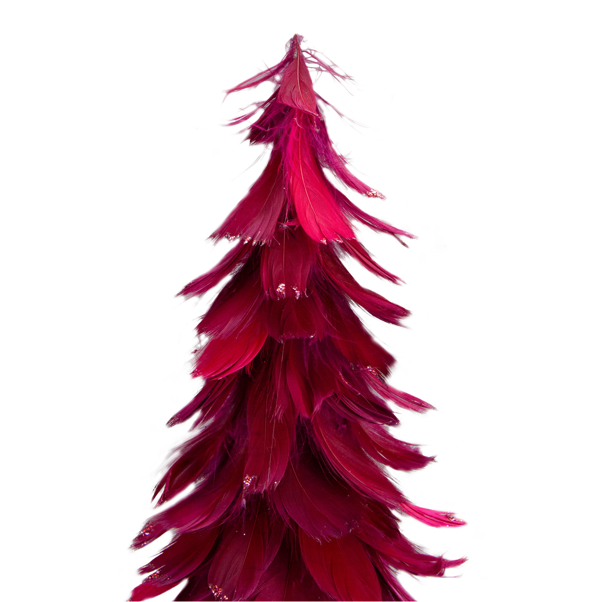 Liliful Christmas White Feather Tree with Glitter Tips 12'' Table Top  Feather Ch