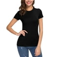 thumbnail image 4 of Urban CoCo Women's Slim Fitted Short Sleeve T-Shirt(Black, L), 4 of 6