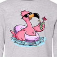 thumbnail image 4 of Inktastic Flamingo with Sunglasses Pool Float and Drink Long Sleeve Youth T-Shirt, 4 of 5