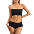 thumbnail image 5 of asdoklhq Summer Fall Sports Bras for Women 2023,Womens Fashion Plus Women's No-steel Ring Gathering No-marking Breathable Tube Top Underwear Briefs Suit, 5 of 9