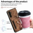 thumbnail image 6 of Allytech Galaxy A14 5G Case Wallet, RFID Blocking Multiple Cards Slots Ring Holder Stand Shockproof Protective Hand Wrist Wallet Case Cover for Samsung Galaxy A14 5G - Brown, 6 of 12