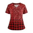 thumbnail image 1 of Ktyne Hauts de Sarrau pour Femmes Col en V Sarraus Médicaux Manches Courtes Extensibles Chemises d'Uniforme d'Infirmière Tendance Haut de Sarrau avec Poches Vermillon TTTG, 1 of 4