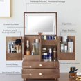 thumbnail image 4 of Wood Makeup Cosmetic Storage Organizer Box Cabinet with Drawers and Mirror, Multi-Function Large Capacity Make Up Shelf Cosmetics, 4 of 9