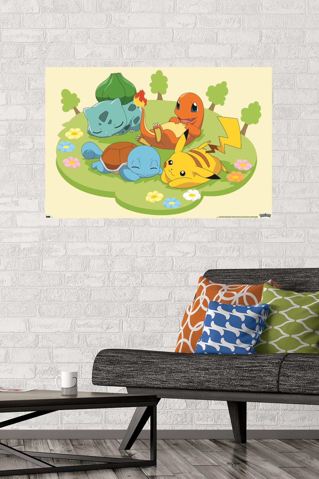Pokémon - Pikachu and Kanto First Partner Pokémon Wall Poster, 22.375