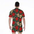 thumbnail image 2 of Rose Flower Sugar Skull Pattern Short Sleeve Men'S Rompers, Skull Lover Gifts Casual Summer Jumpsuits Outfit, 2 of 4