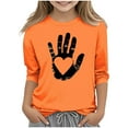 thumbnail image 2 of Frwgonr Girls' T-Shirts Orange Kids Summer Fall Crewneck Tops Cute Tees Blouse Size 3T-14, 2 of 5