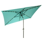 Rectangular Solar Powered LED Lighted Patio Umbrella - 10' x 6.5' - By Trademark Innovations (Teal)