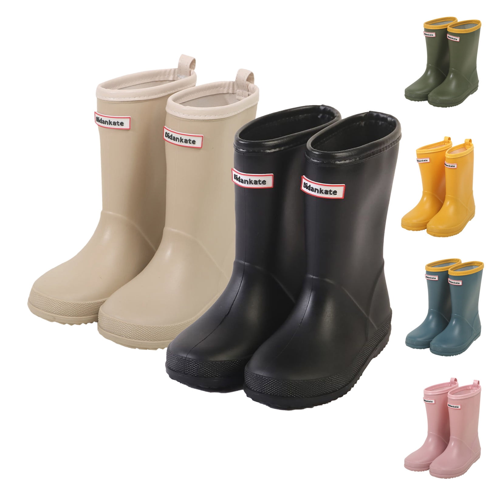 Toddler Rain Boots Rainboots for Going Out Toddler Waterproof Rain Boots Outdoor Boots for Boys and Girls Black 7-8 Years