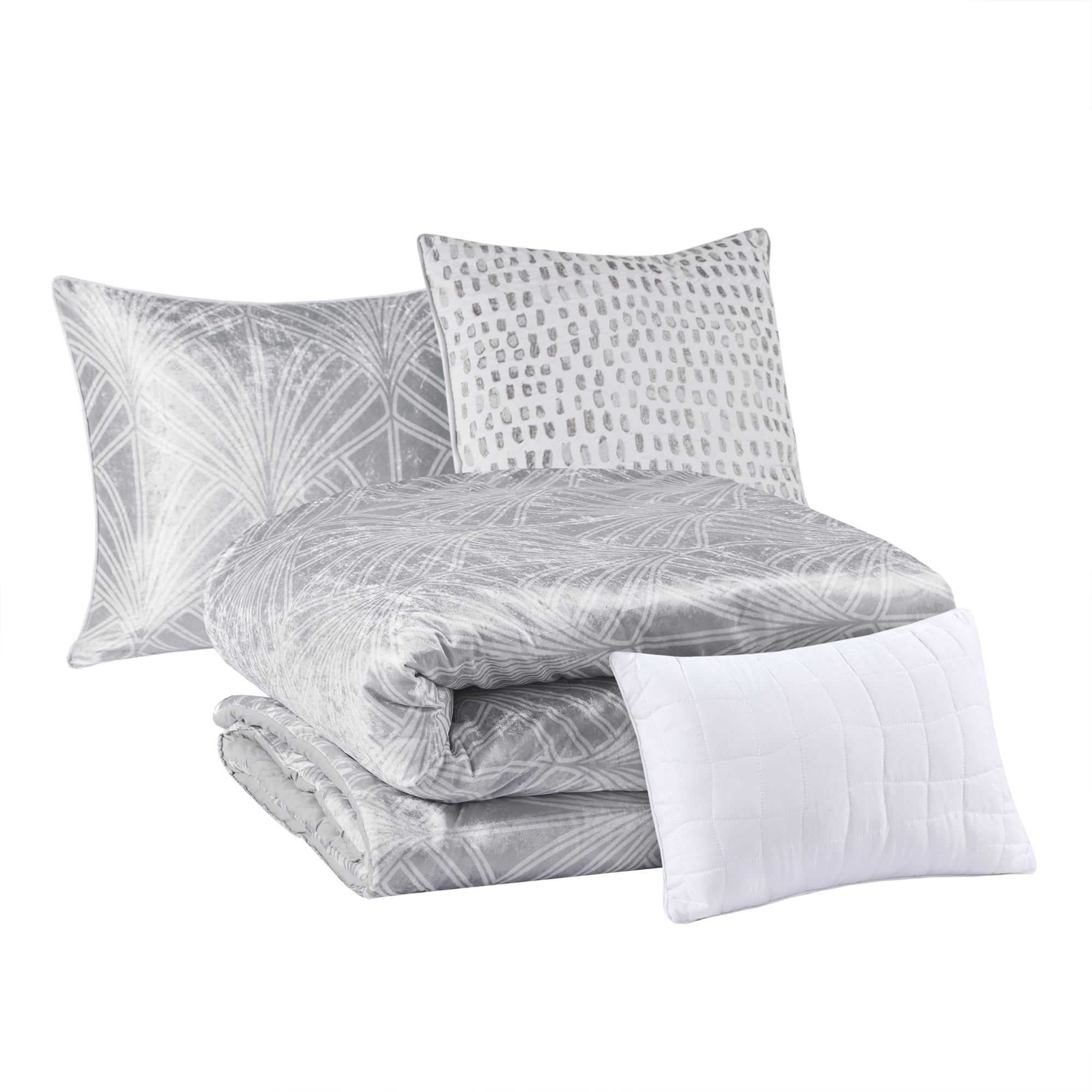 Beautyrest 5 Piece Kiona Bedding Comforter Set, Modern Full/Queen, Grey