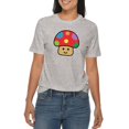 thumbnail image 3 of Big Size Happy Toad Mushroom Graphic Design Deluxe Jersey T-Shirt - Heather Grey XL, 3 of 4