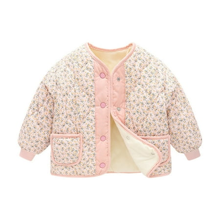

Special Offers Juebong Girls Fall And Winter Plus Velvet Korean Floral Quilted Quilted Corduroy Western-style Inner Bile Padded Jacket Children s Wind Down Padded Jacket Pink 4-5 Years