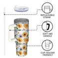 thumbnail image 4 of OBREWU White Sunflower Tumbler with Handle and Lid,White Sunflower 40oz Double Wall Vacuum Insulated Tumbler,Cups Gift for Women and Men, 4 of 7