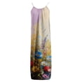 thumbnail image 6 of Enjoytime Maxi Dresses for Women 2026 Floral Print Crewneck Backless Sleeveless Cami Dress Spaghetti Strap Loose Casual Dress, 6 of 6