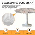 thumbnail image 2 of Elastic Fitted Round Tablecloth, Coral Pink Grey Coastal Waterproof Stretch Table Cover for 55"-60" Tables, Summer Beach Starfish Coral Nautical Rustic Washable Outdoor Tablecloths for Patio, Camping, 2 of 9