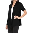 thumbnail image 2 of Women's Casual Short Sleeve Draped Open Front Solid Cardigan, 2 of 6