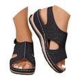 thumbnail image 3 of Women Hollow Out Breathable Sandals rthopedic Wedge Sandal Dressy Flat Open Toe Slingback Platform Espadrilles Sandals Casual Strappy Slip on Sandal Beach Anti-Slip Shoes, 3 of 9