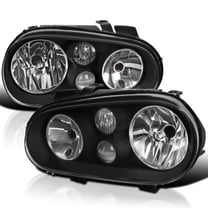 Spec-D Tuning Black Headlights w/Built-in Fog Lamps Compatible with 1999-2006 Volkswagen Golf MK4 GTI, 2004 R32, 1999-2002 Cabrio, L R Pair Head Light Lamp Assembly