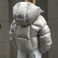 thumbnail image 4 of Cropped Puffer Jackets for Women Button Down Stand Collar Windproof Bubble Puffy Quilted Jacket with Hood Solid Oversized Short Down Coat Streetwear Fashion Winter Outerwear 2025, 4 of 6