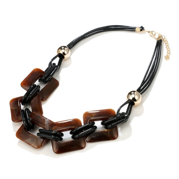 Cadena cuadrada de joyería de resina multicolor, joyería de moda para mujer, collar, joyería, cadena de suéter