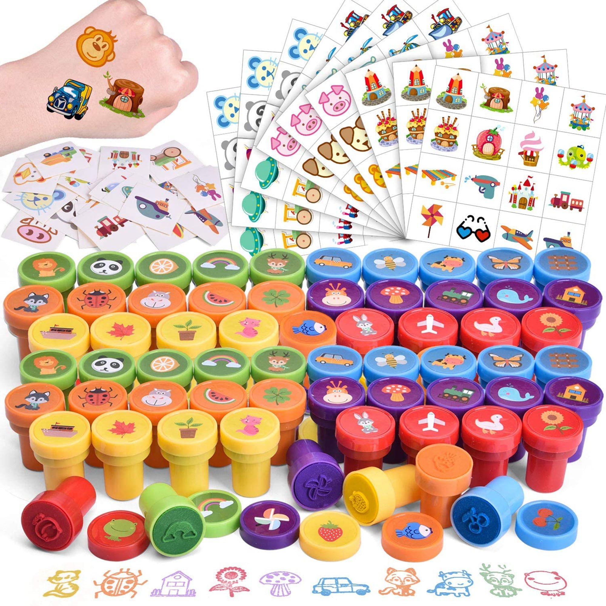 Fun Little Toys Assorted Stamps for Kids Multicolor Party Favors 212 , Pieces
