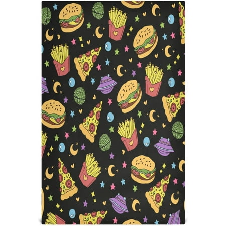 

Anyway.go Pizza Hamburger Kitchen Dish Towel Set of 1 Space 18x28in Absorbent Dishcloth Reusable Cleaning Cloths for Household Use