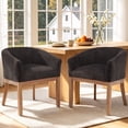 thumbnail image 2 of Sesslife Upholstered Dining Chair, Modern Linen Barrel Dining Room Chair with Arms, Wood Legs, Mid Century 19” W Accent Chair, Kitchen Chair for Dining Room, Living Room, Bedroom, Black, 2 of 10