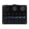 thumbnail image 1 of DC Marine Boat Toggle Switch 6 Gang ON Off Rocker Switch Panel USB with Digital Voltmeter Display for Boats Yachts Cars RVs SUVs, 1 of 7