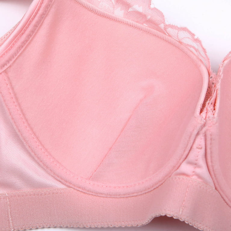 Aayomet Womens Plus Size Bra Womens Comfort Lace Bra Padded Wireless Bra  with Soft Foam Cups,Pink 34/75B
