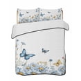 thumbnail image 2 of Quilts Twin XL Size, White Daisy Blossom Soft Comforter Bedding Set for Bed, Spring Graden Floral Butterflies Lightweight Quilted Bedspread with Pillow Cover(2 Pieces) for All Season, 68x98 Inch, 2 of 6