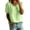 Green, variant on Staron Women Linen Eyelet V Neck Puff Sleeve Blouse Hollow Out Short Sleeve Casual Boho Vacation Beach Loose Tops, Blue XXL