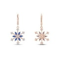 thumbnail image 3 of Marquise Cut Simulated Blue Sapphire & Round White Cubic Zirconia Snowflake Leverback Drop Dangle Earrings In 14k Rose Gold Over Sterling Silver For Womens Her, 3 of 5