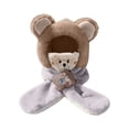 thumbnail image 4 of Krdevn Cute Bear Ear Plush Kids Earflap Hat Matching Bear Scarf Set Soft Thermal Windproof Winter Cold Weather Cap for Toddler Boys Girls, 4 of 4