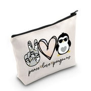 LEVLO Funny Penguins Cosmetic Make up Bag Animal Lover Gift Peace Love Penguins Makeup Zipper Pouch Bag Penguins Lover Gift For Women Girls