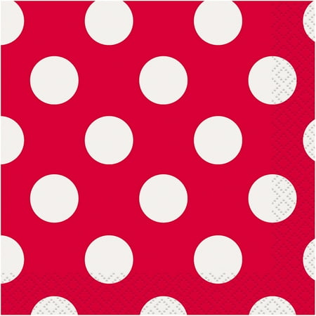Polka Dot Cross - Polka Dot Paper Beverage Napkins, Red, 40ct