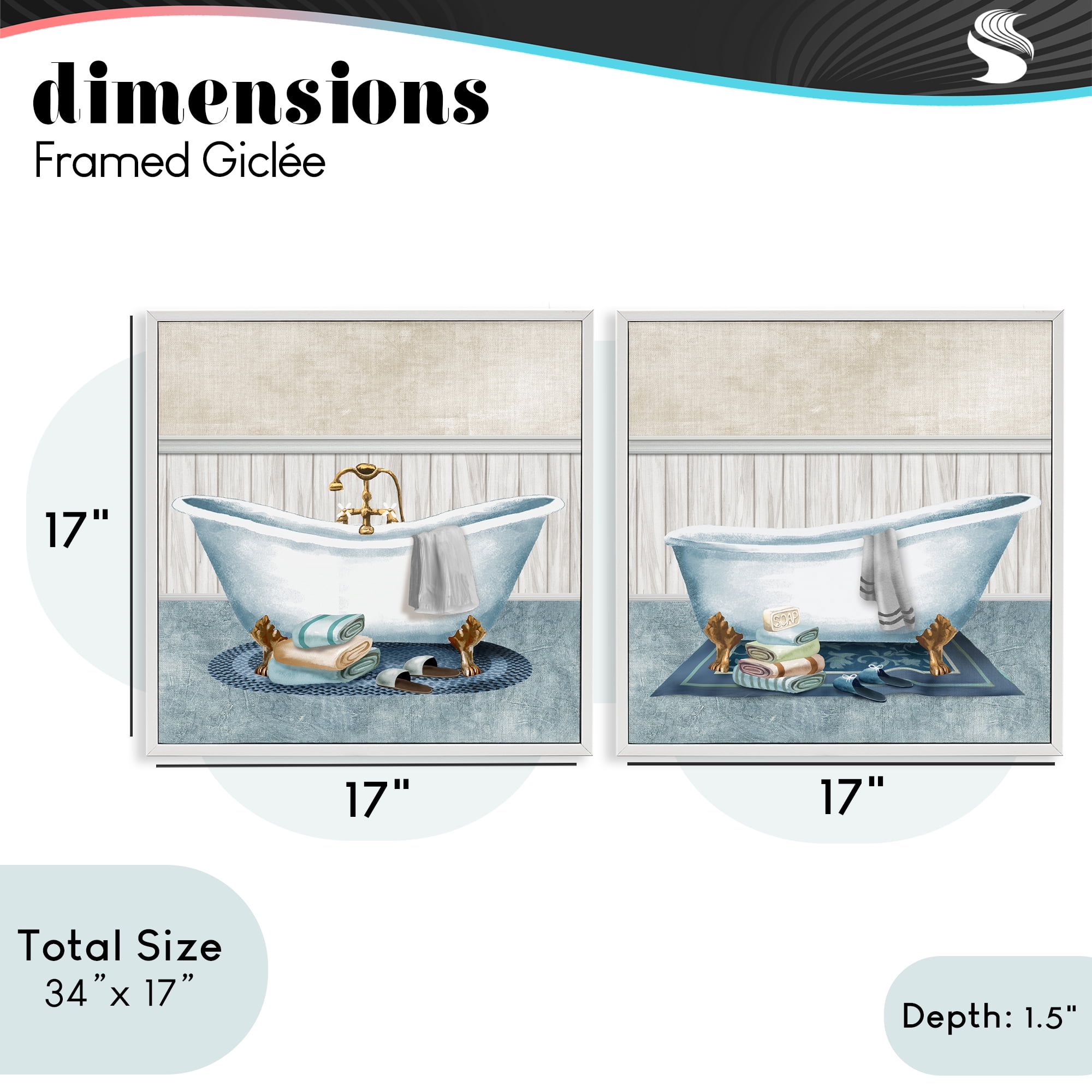 Stupell Industries Cozy Bathtub & Slippers 2 Piece White Framed Giclee Art Set, design by Conrad Knutsen