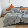 thumbnail image 6 of Simple&Opulence 100% Linen Duvet Cover Set 3pcs Natural French Basic Style Washed Flax Solid Color Breathable Soft Farmhouse Bedding with Button Closure (Ultimate Grey, Queen), 6 of 6