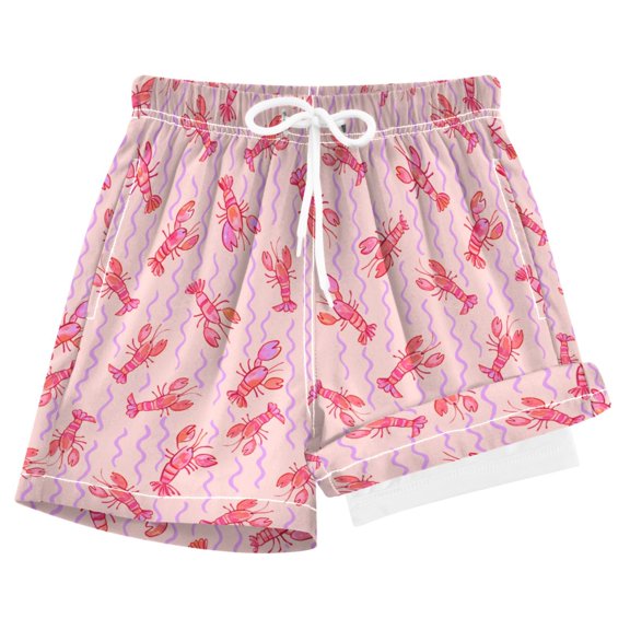 joogoo Lobster Pink Boys Swim Trunks Beach Swimsuit Shorts Boxer 8Y